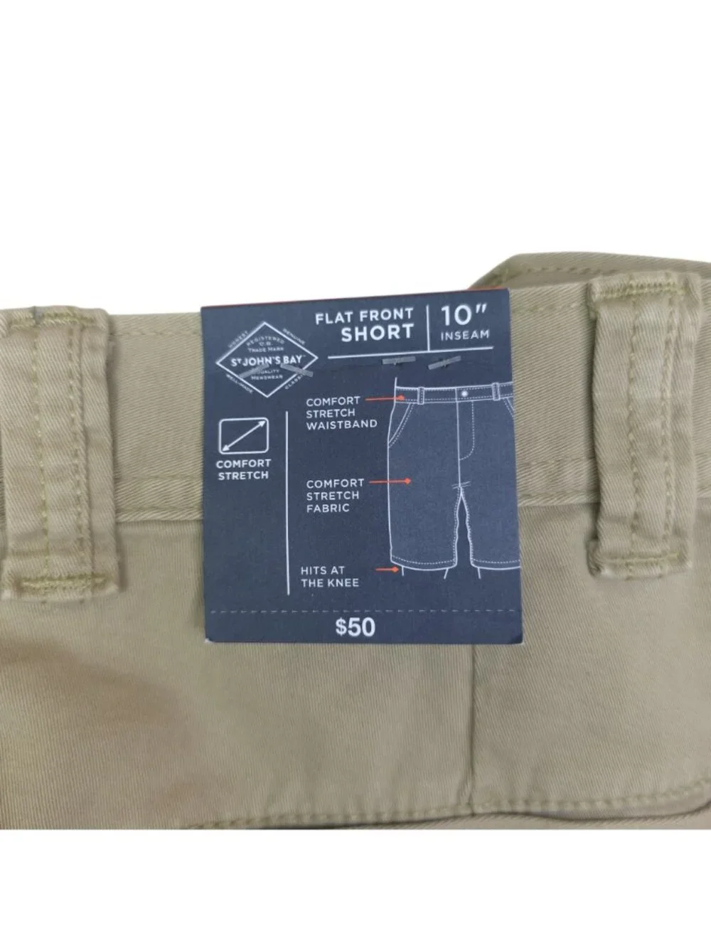 St. Johns Bay Men Size 50 Big Flat Front Comfort Stretch Shorts 10